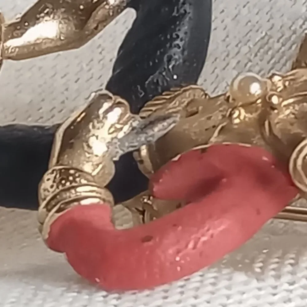 RARE Set Female Male Gypsy Dancer Enamel coral black Gold faux pearl READ 2